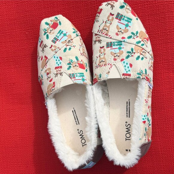 TOMS Alpargata Christmas Sloths Shoes Slippers - Womens Size US 5 - NWOT - Picture 2 of 8